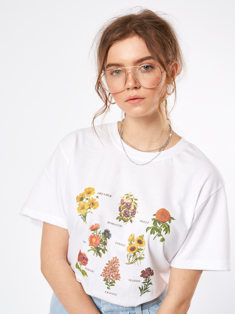 Flowers Meaning Oversized T-shirt in white