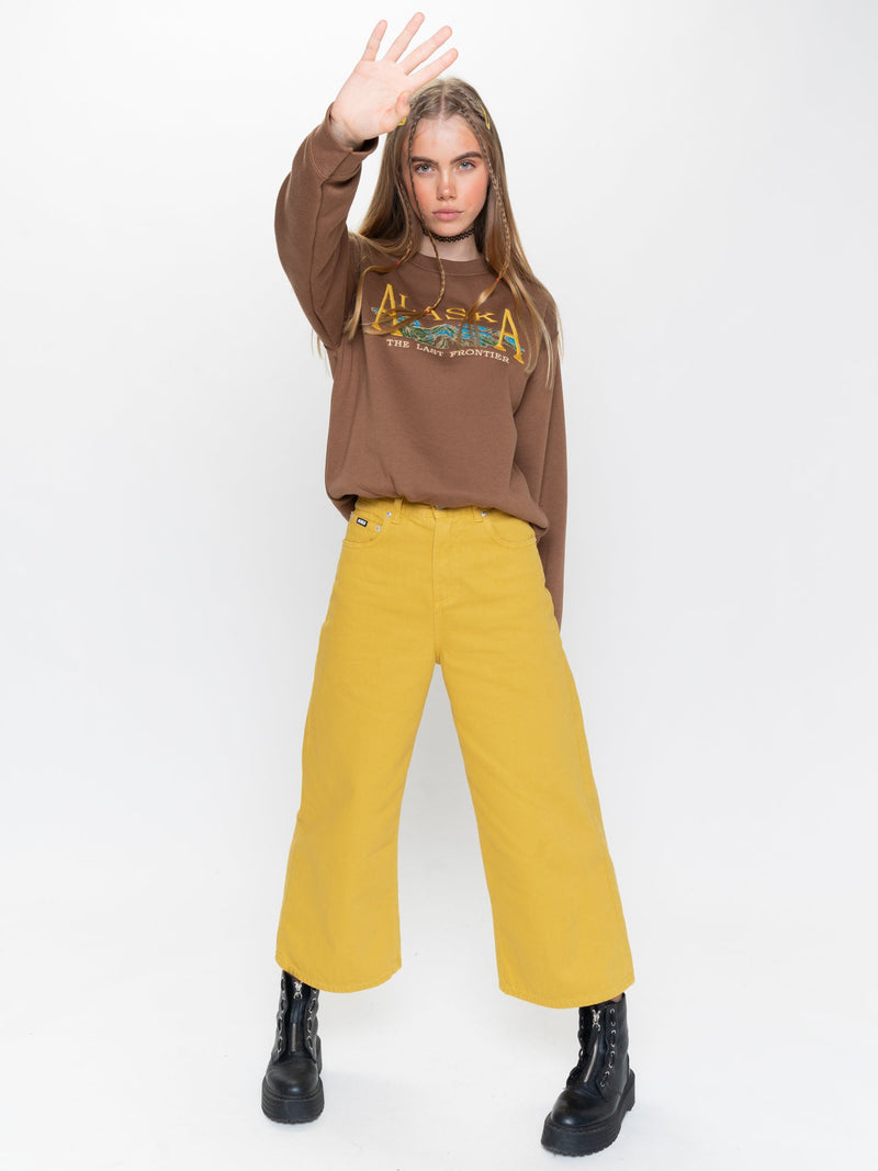 Mustard Yellow Kick Flare Jeans - Minga London