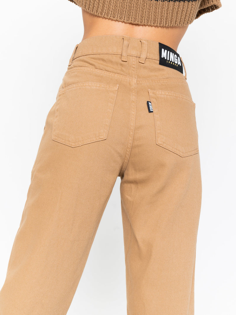 Slouchy Jeans in Honey Beige - Minga London