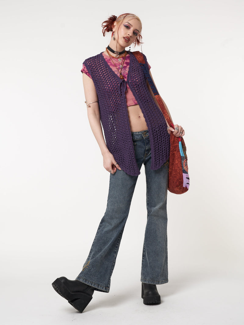 Elfie Tie Front Knit Sleveless Cardigan - Minga London