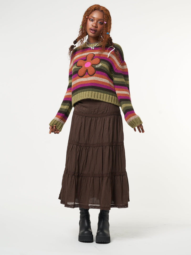 Retro Flower Striped Knit Jumper - Minga London