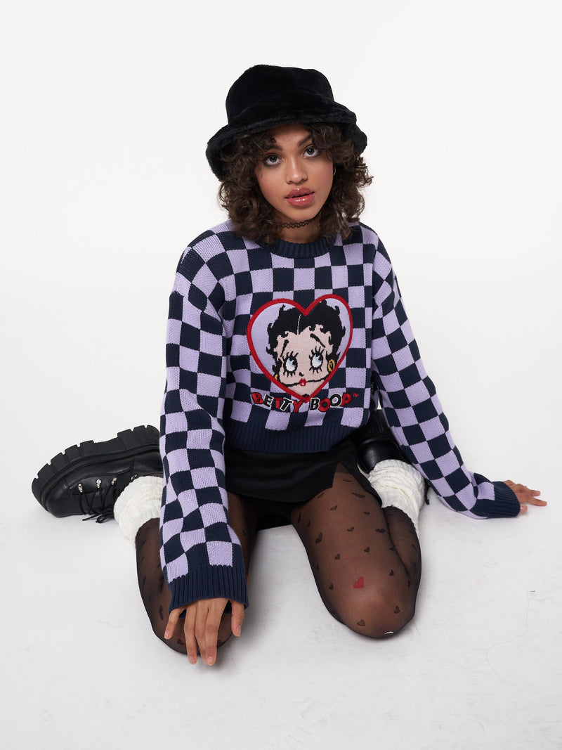 Minga x Betty Boop Check Knit Jumper - Minga London