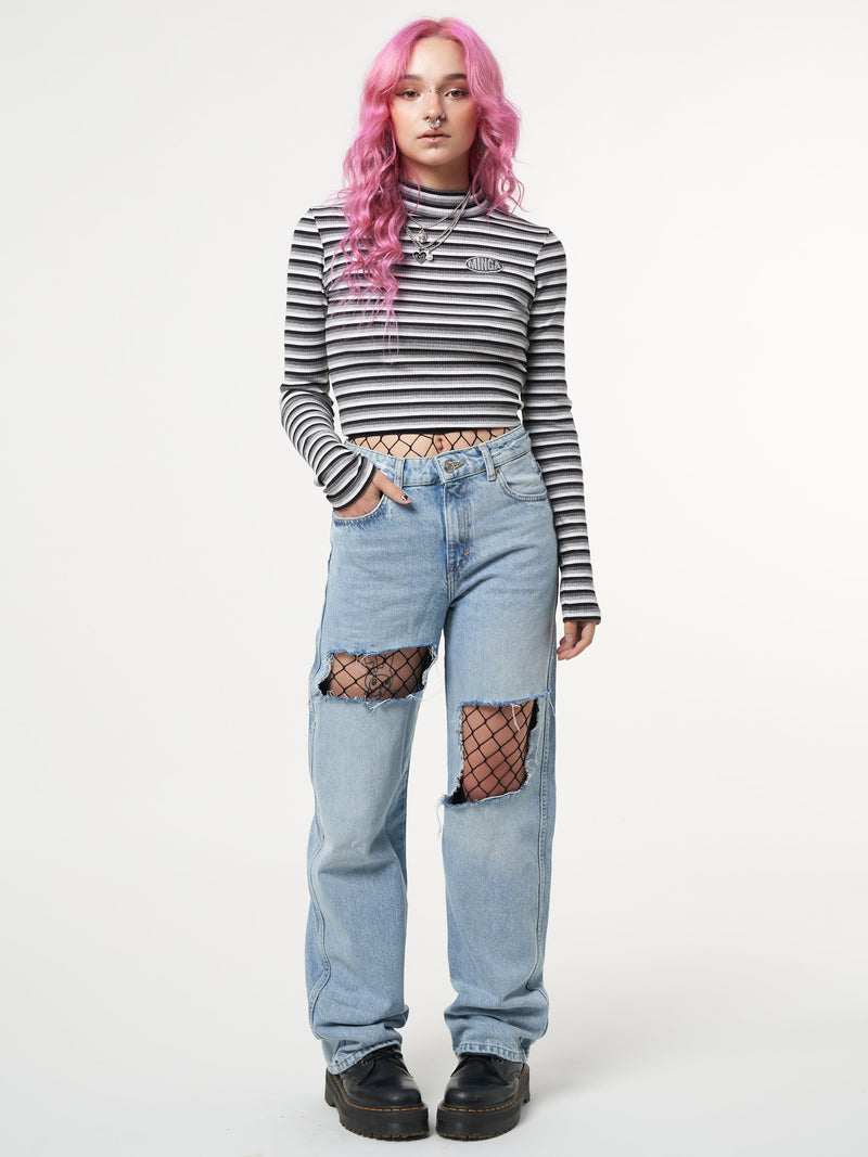 Smoky Striped Ribbed Top - Minga London