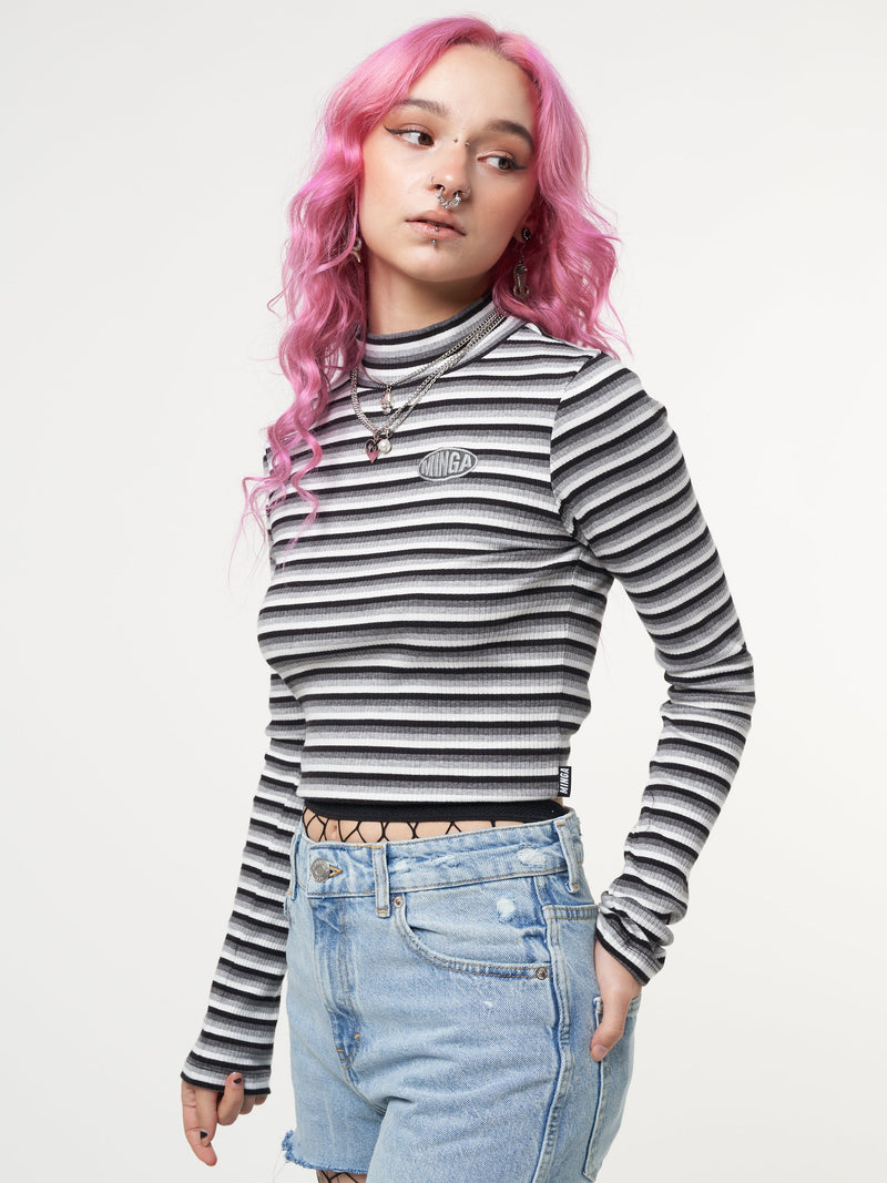 Smoky Striped Ribbed Top - Minga London