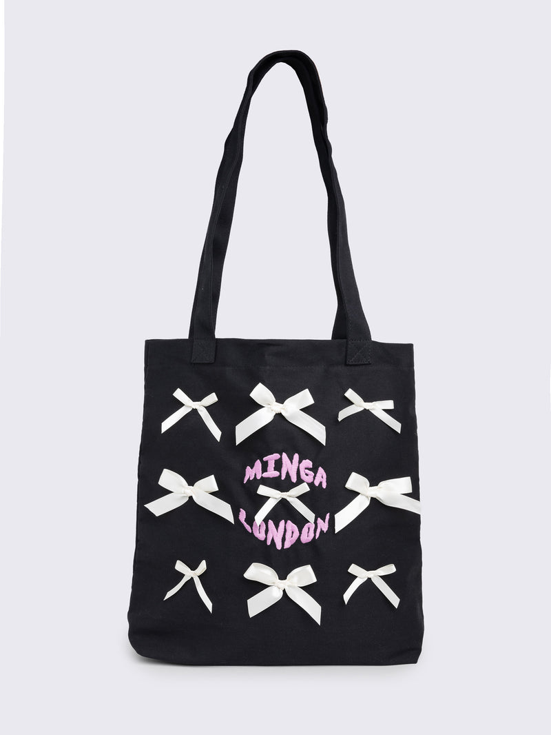 Whimsy Bows Black Tote Bag