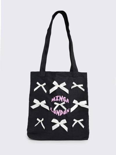 Whimsy Bows Black Tote Bag