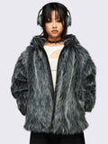 Chrome faux fur jacket