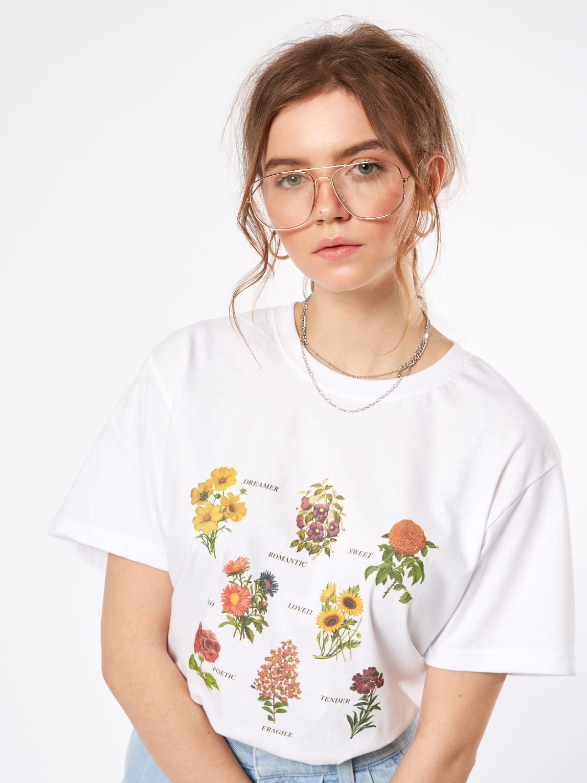 Flowers Meaning Oversized T-shirt in white 