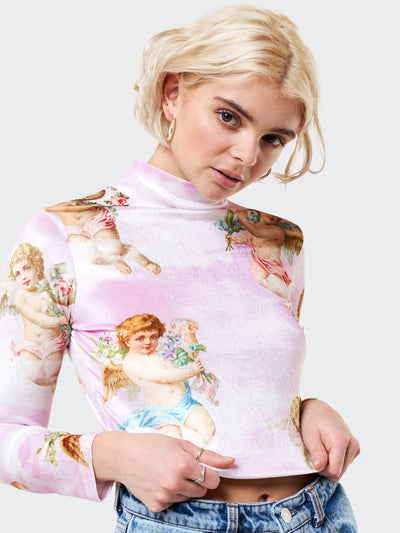 Angel Heaven Velvet Top In Pink - Minga London