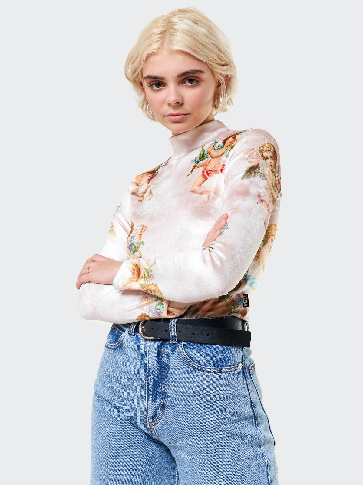 Angel Heaven Velvet Top In Beige - Minga London