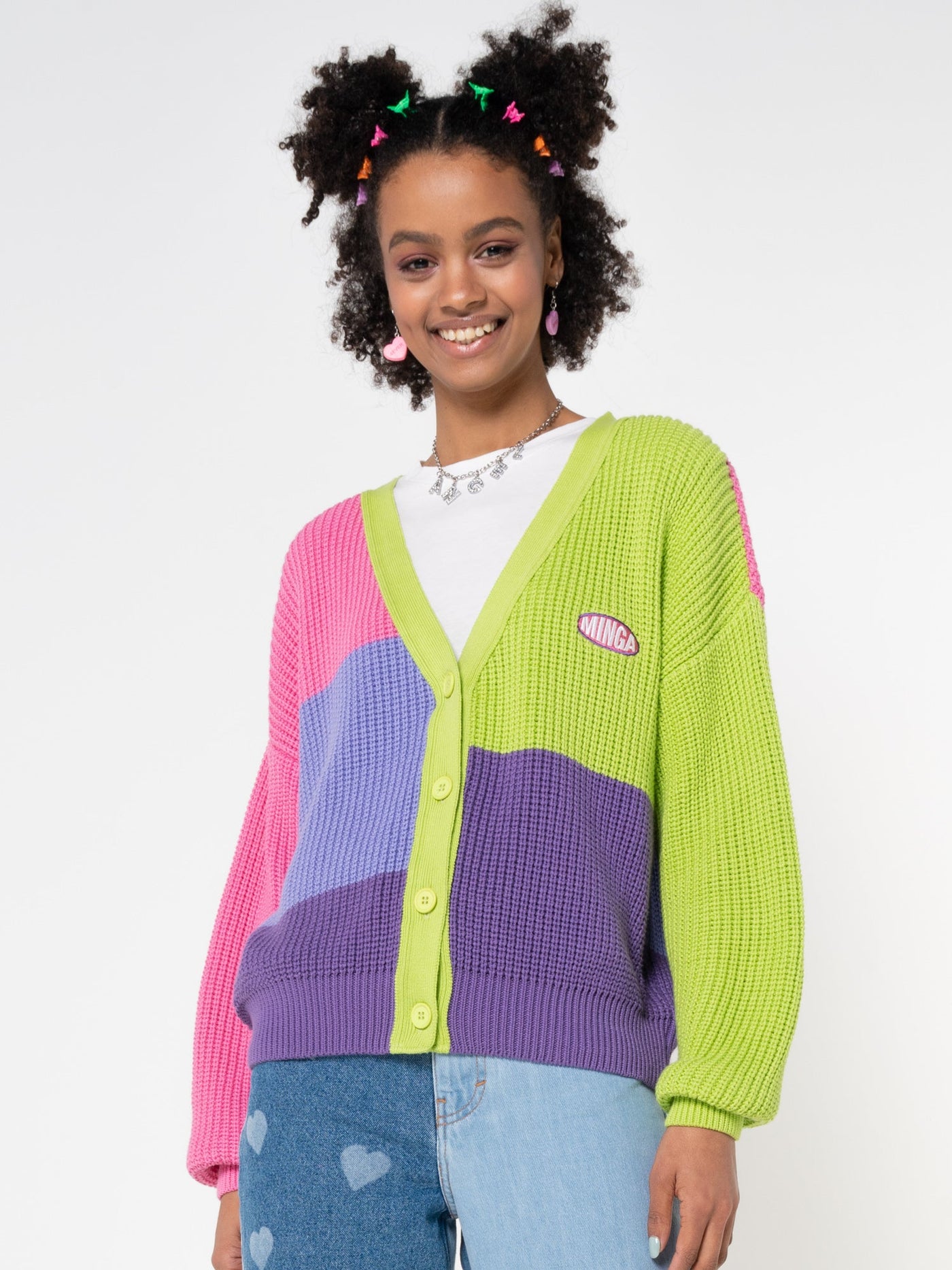 Bright Colour Block Knitted Cardigan - Minga London