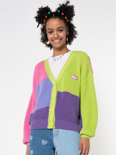 Bright Colour Block Knitted Cardigan - Minga London