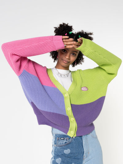 Bright Colour Block Knitted Cardigan - Minga London