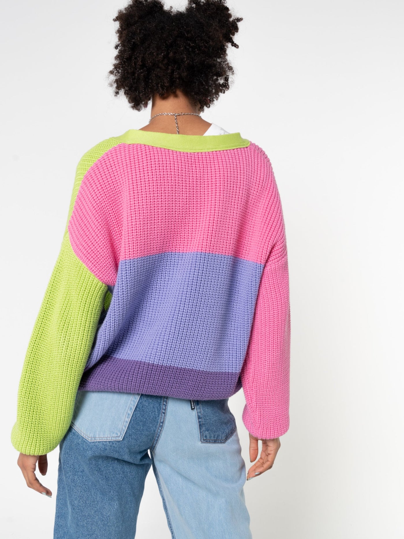 Bright Colour Block Knitted Cardigan - Minga London