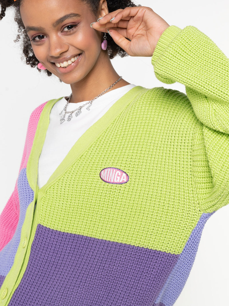 Bright Colour Block Knitted Cardigan - Minga London