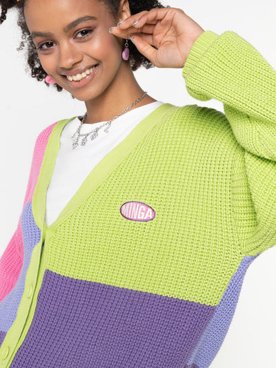 Bright Colour Block Knitted Cardigan - Minga London