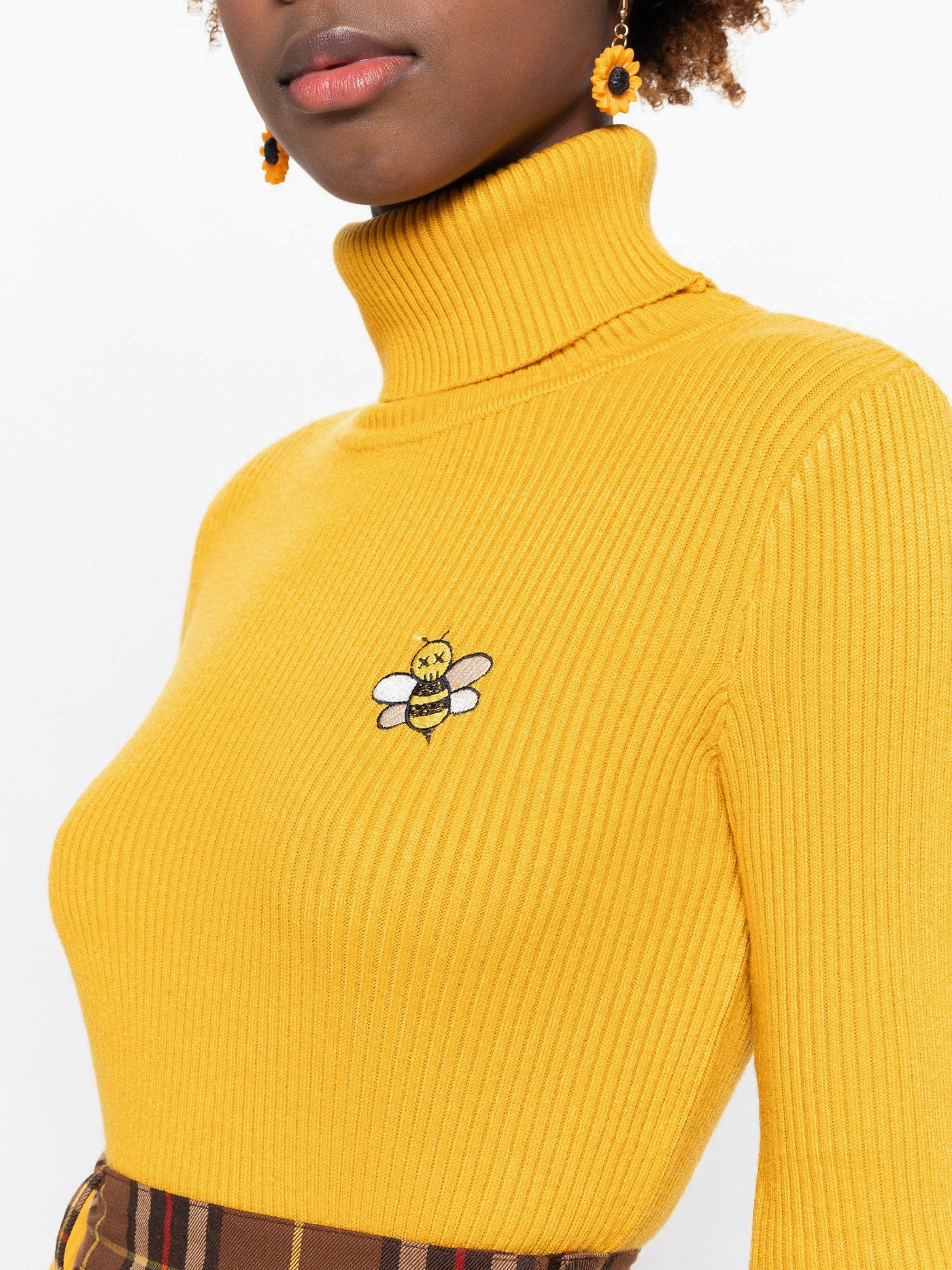 Bumble Bee High Neck Knitted Top - Minga London