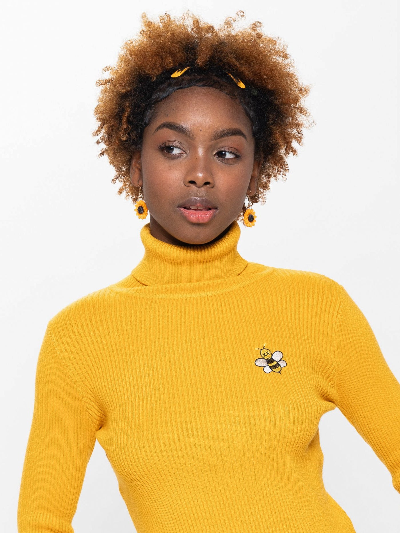 Bumble Bee High Neck Knitted Top - Minga London