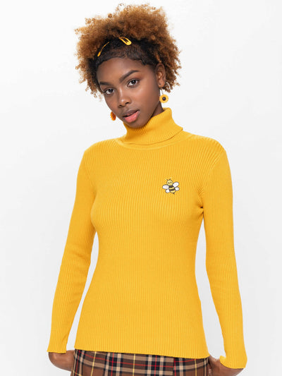 Bumble Bee High Neck Knitted Top - Minga London