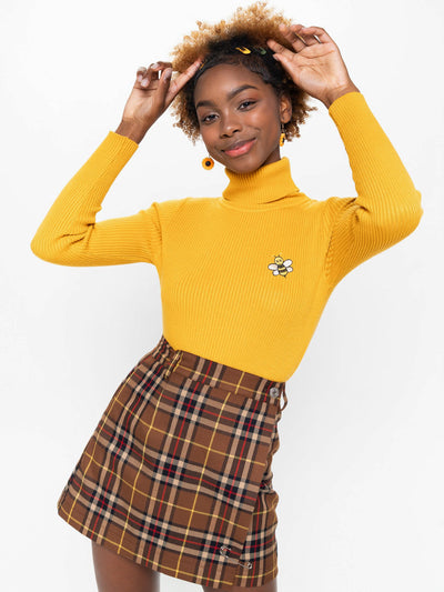 Bumble Bee High Neck Knitted Top - Minga London