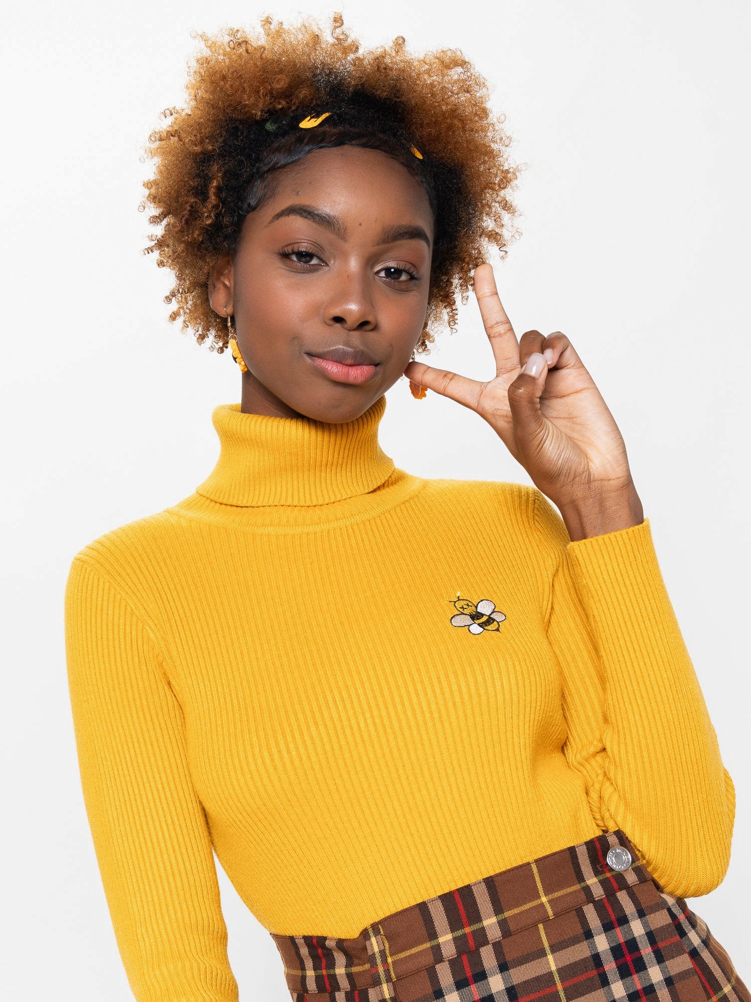 Bumble Bee High Neck Knitted Top - Minga London