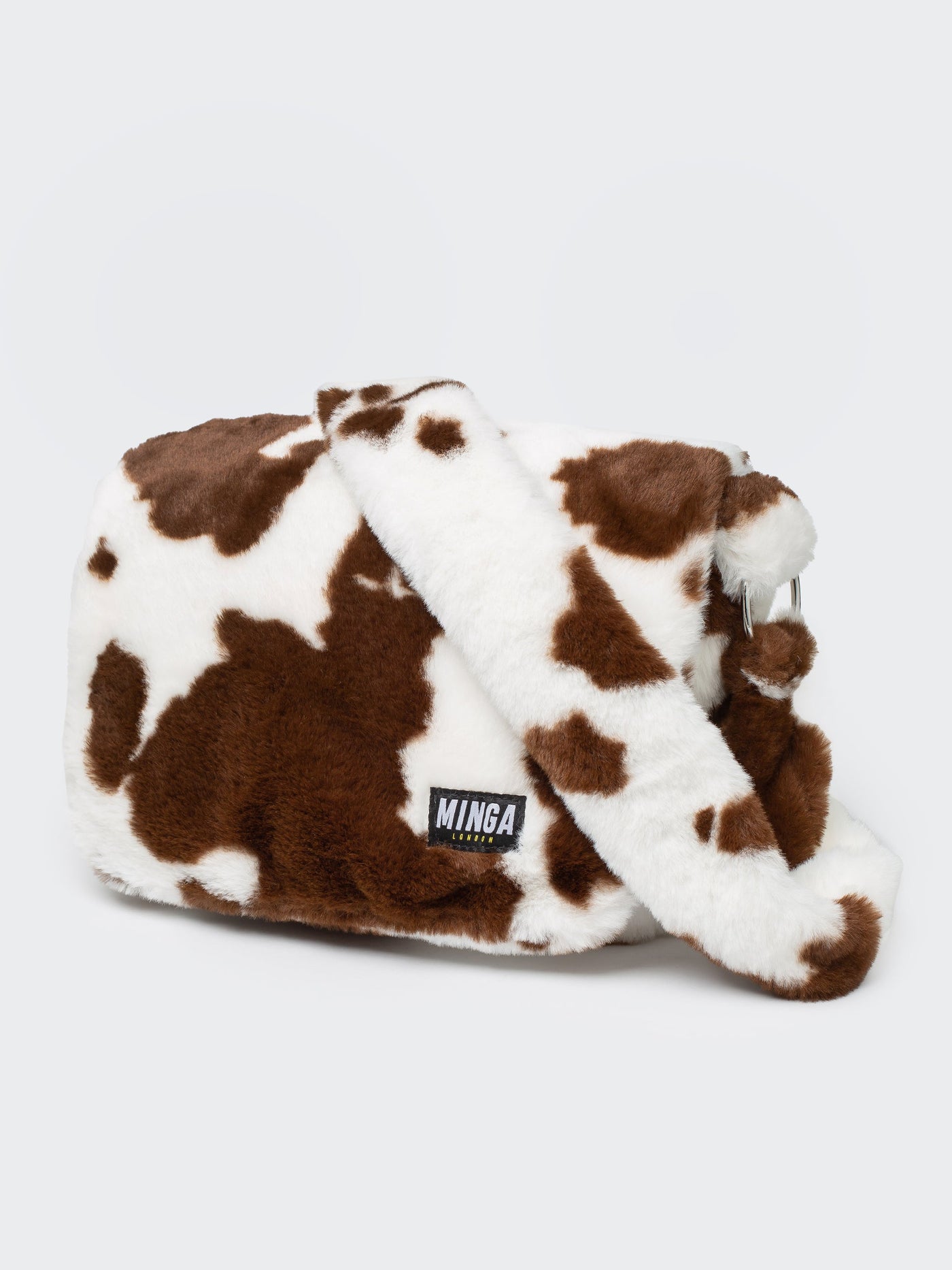 Cow Print Fluffy Crossbody Bag - Minga London