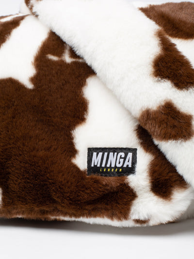 Cow Print Fluffy Crossbody Bag - Minga London