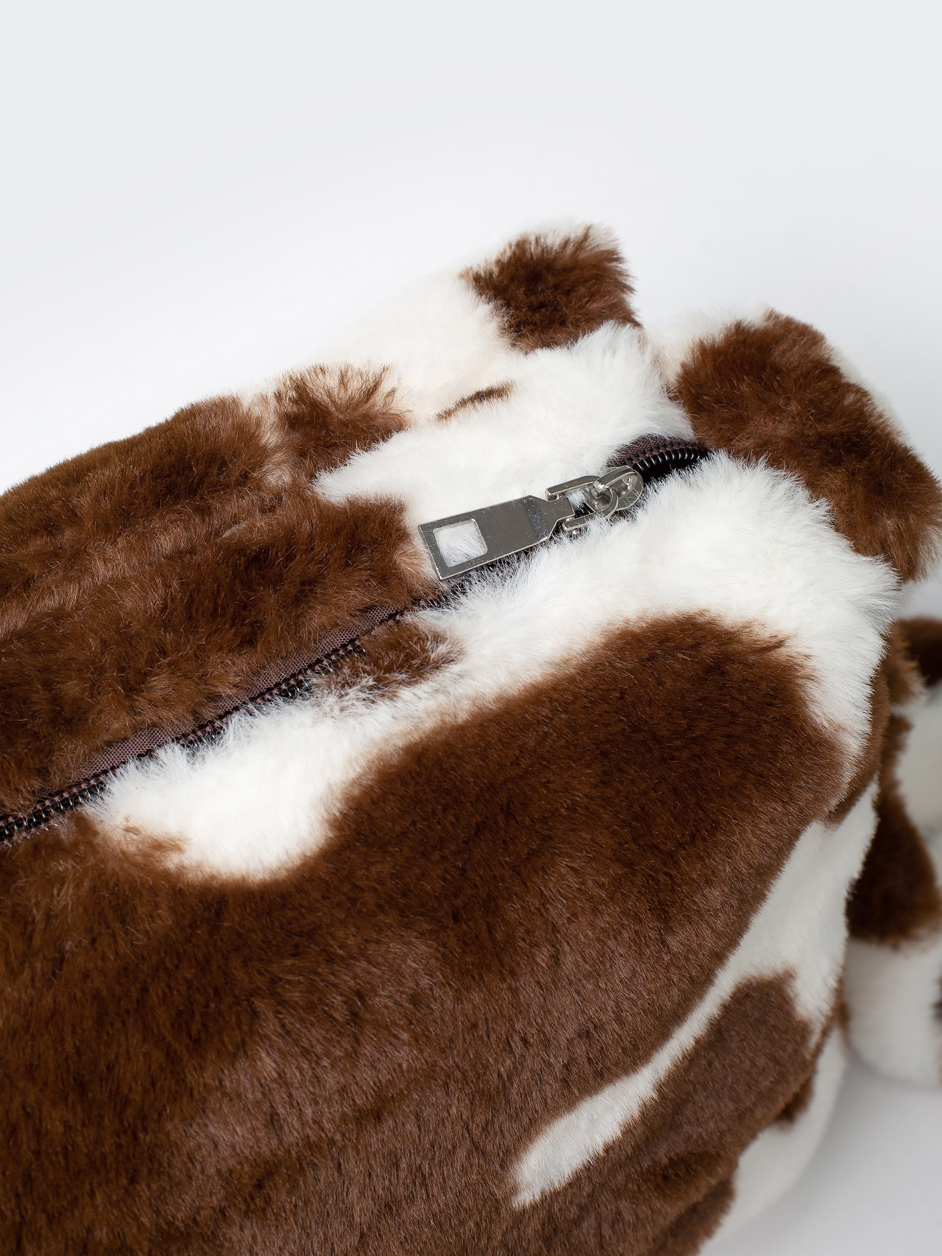 Cow Print Fluffy Crossbody Bag - Minga London