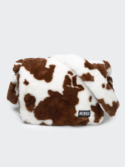 Cow Print Fluffy Crossbody Bag - Minga London