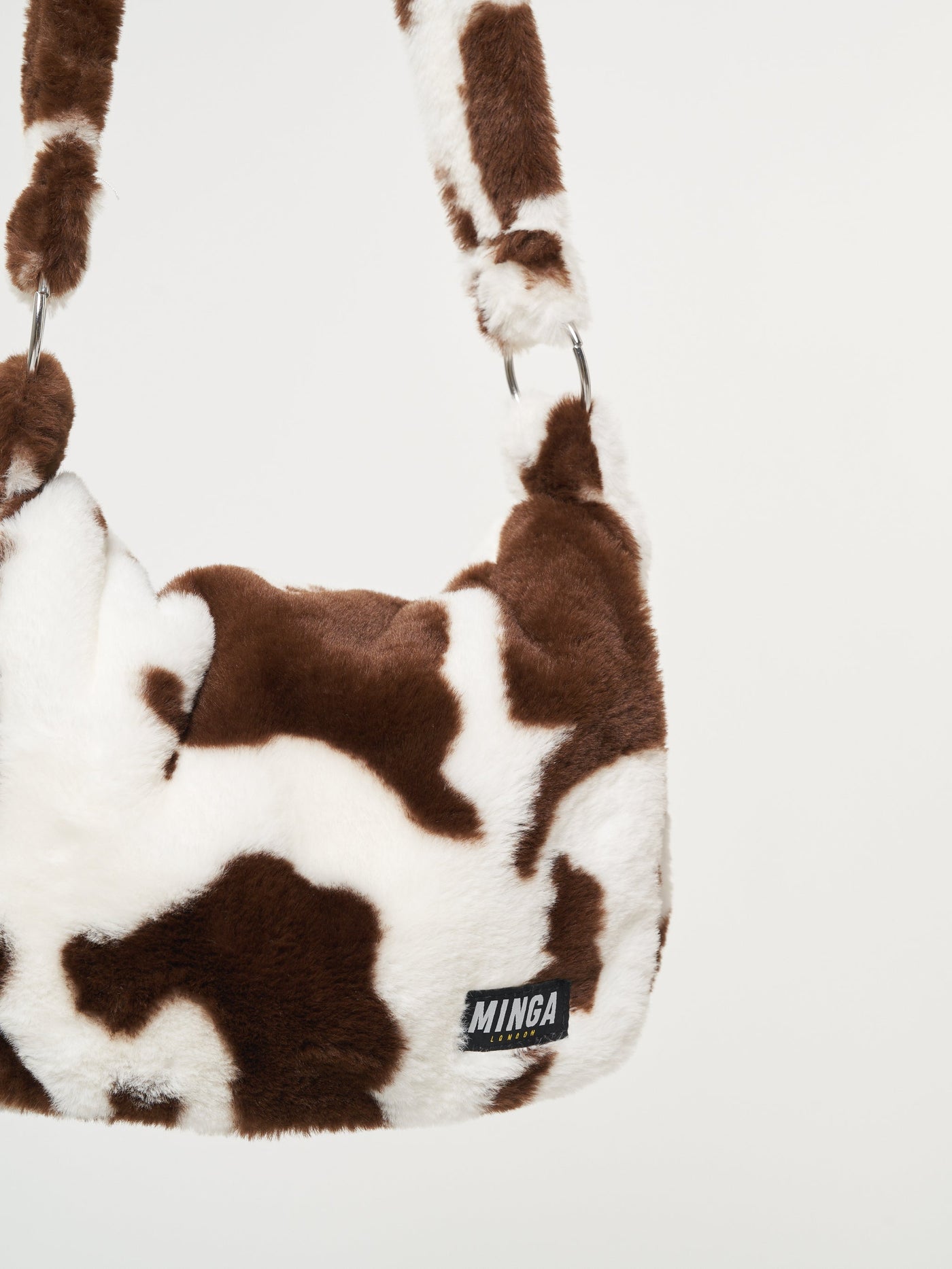 Cow Print Fluffy Crossbody Bag - Minga London