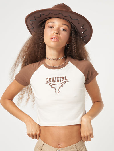 Cowgirl Bull Baseball Tee - Minga London