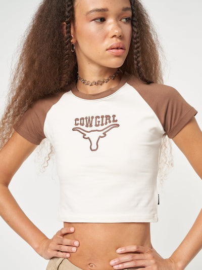 Cowgirl Bull Baseball Tee - Minga London