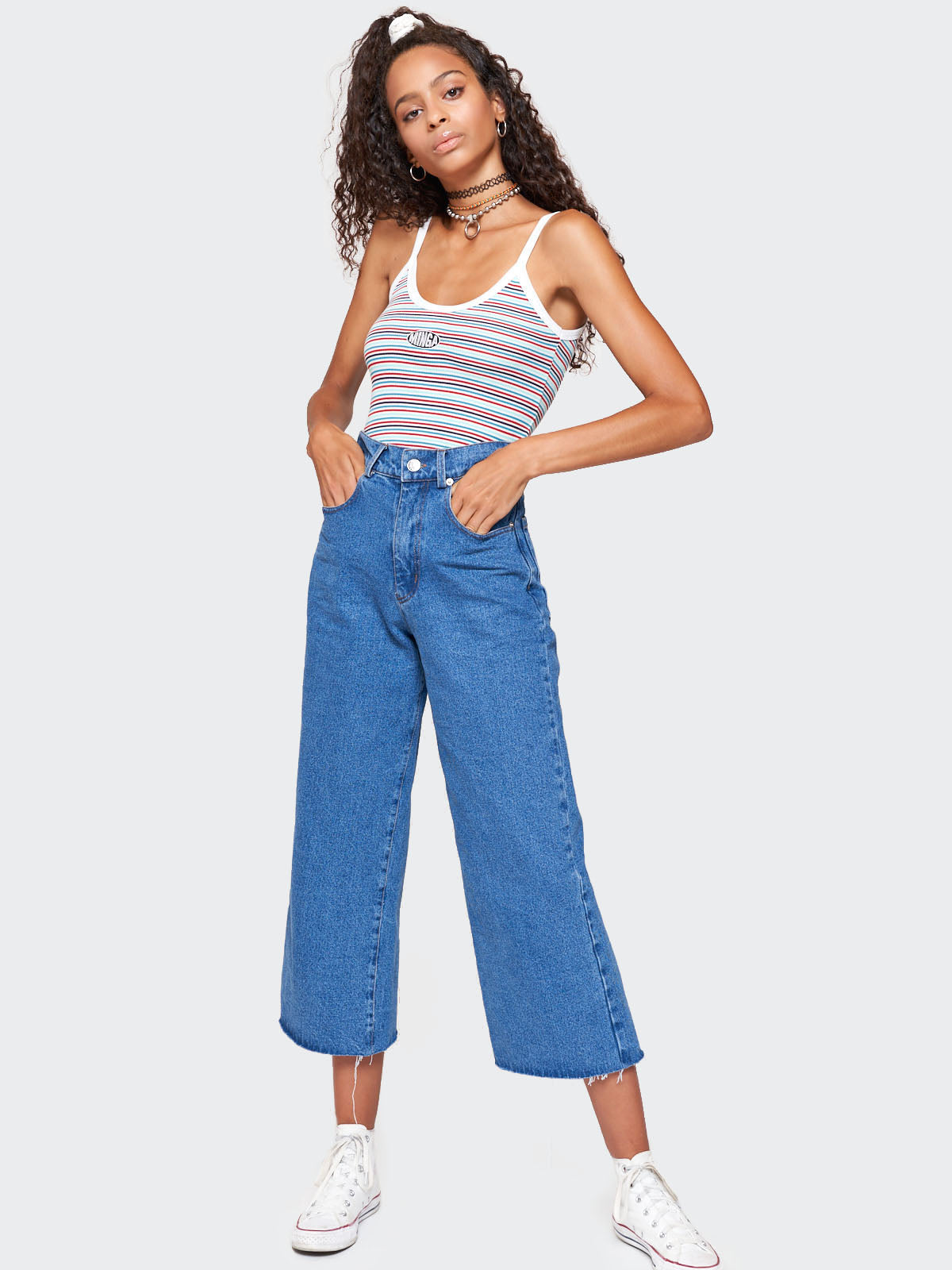 Denim Skater Jeans in Mid Blue - Minga London