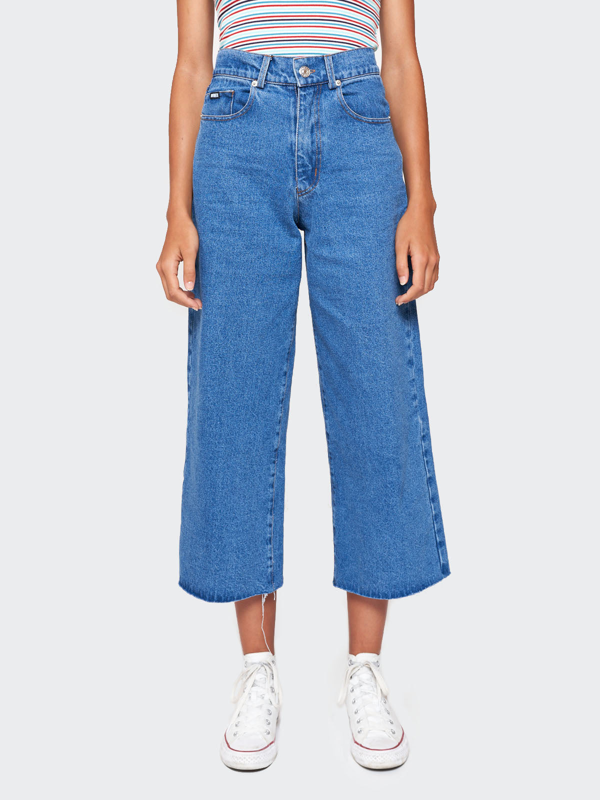 Denim Skater Jeans in Mid Blue - Minga London