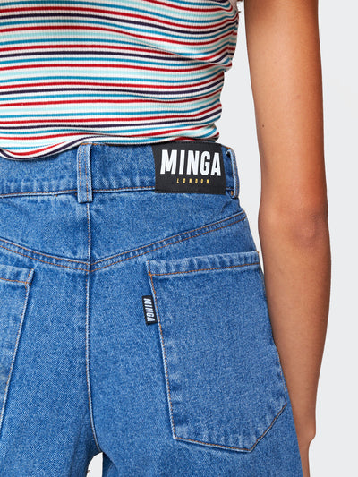 Denim Skater Jeans in Mid Blue - Minga London