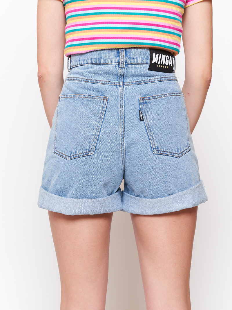 Denim Mom Shorts in Light Blue Minga 