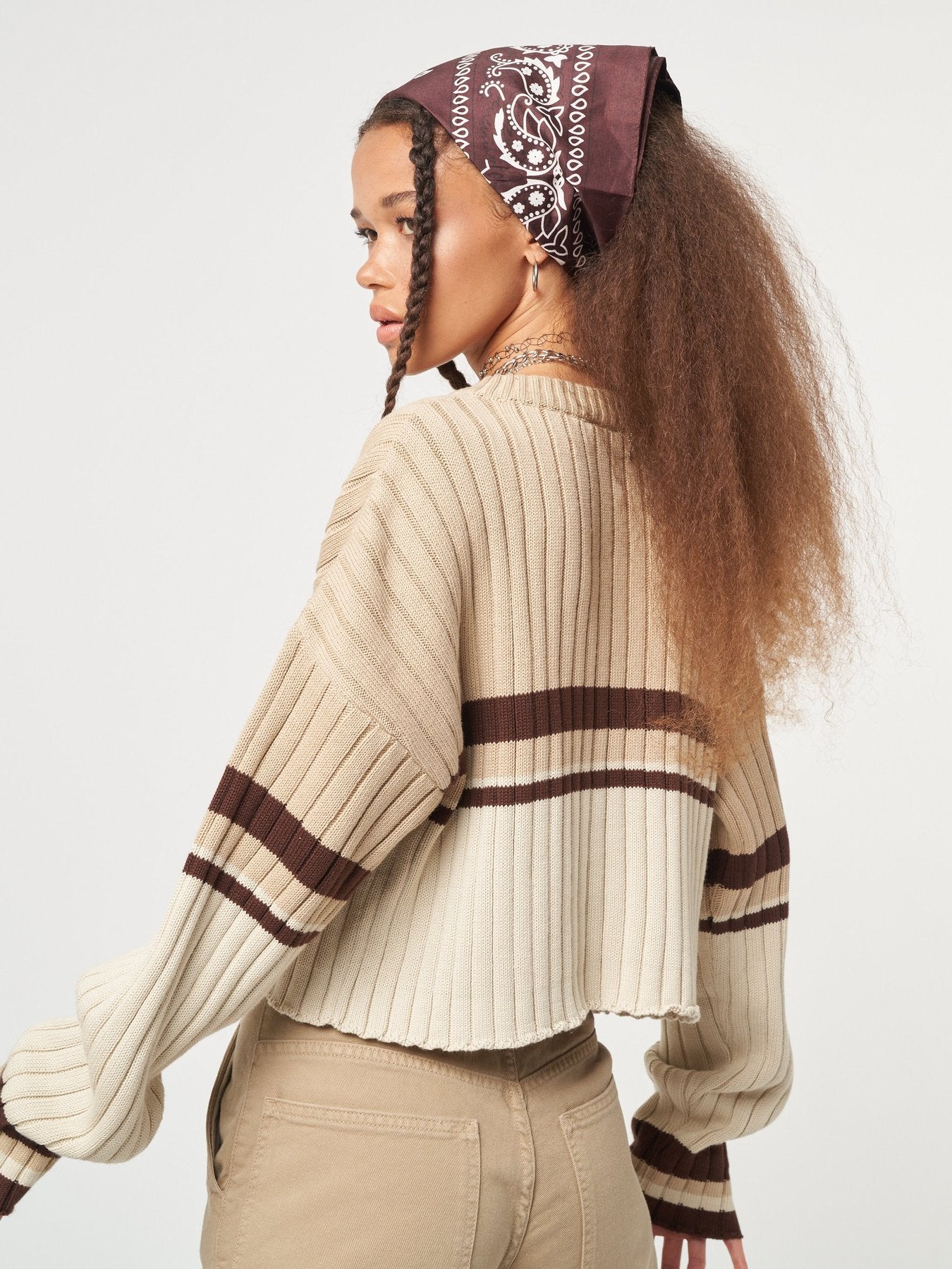 Desert Dust Contrast Striped Jumper