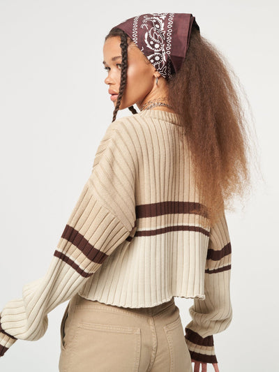 Desert Dust Contrast Striped Jumper