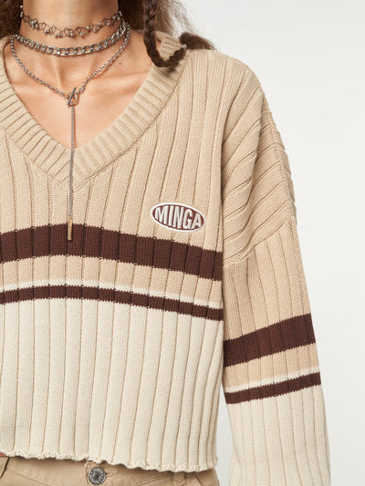 Desert Dust Contrast Striped Jumper