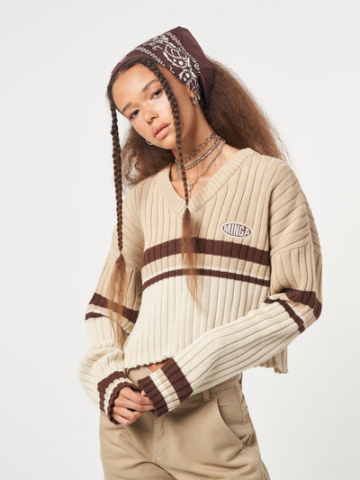 Desert Dust Contrast Striped Jumper
