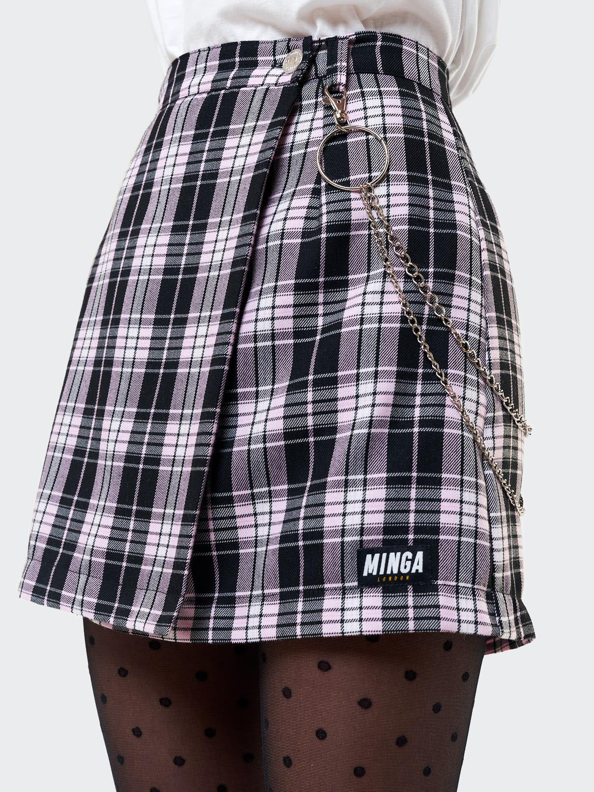 Emma Plaid Skirt With Chain - Minga London