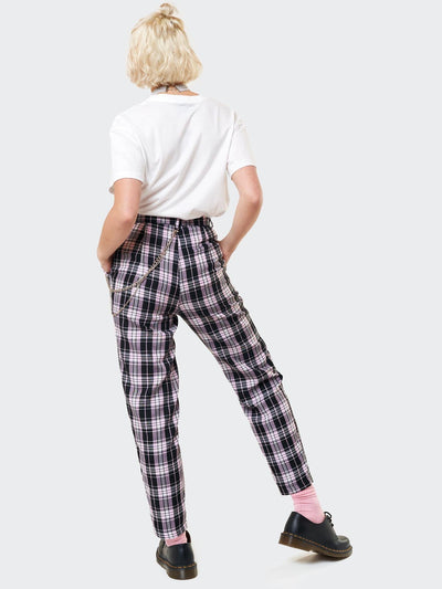 Emma Plaid Trousers With Chain - Minga London