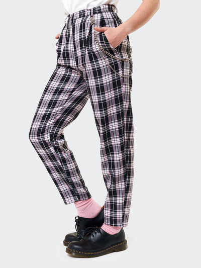 Emma Plaid Trousers With Chain - Minga London