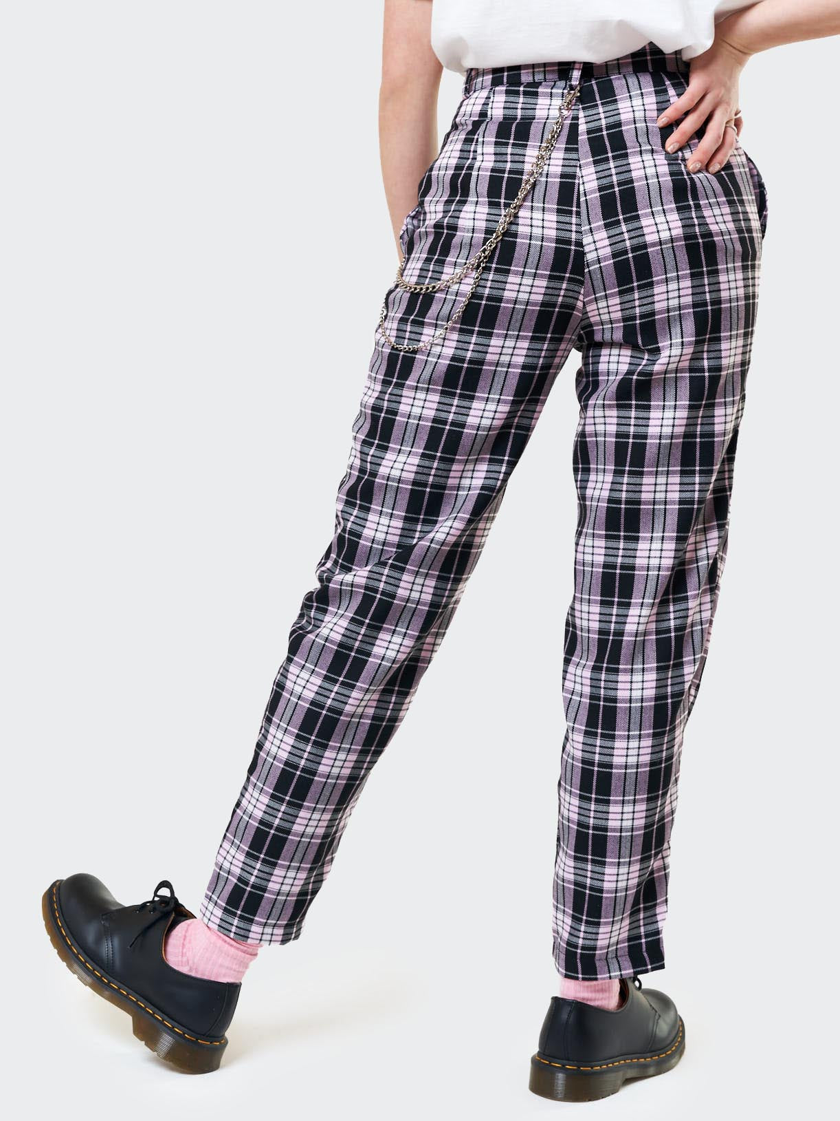 Emma Plaid Trousers With Chain - Minga London
