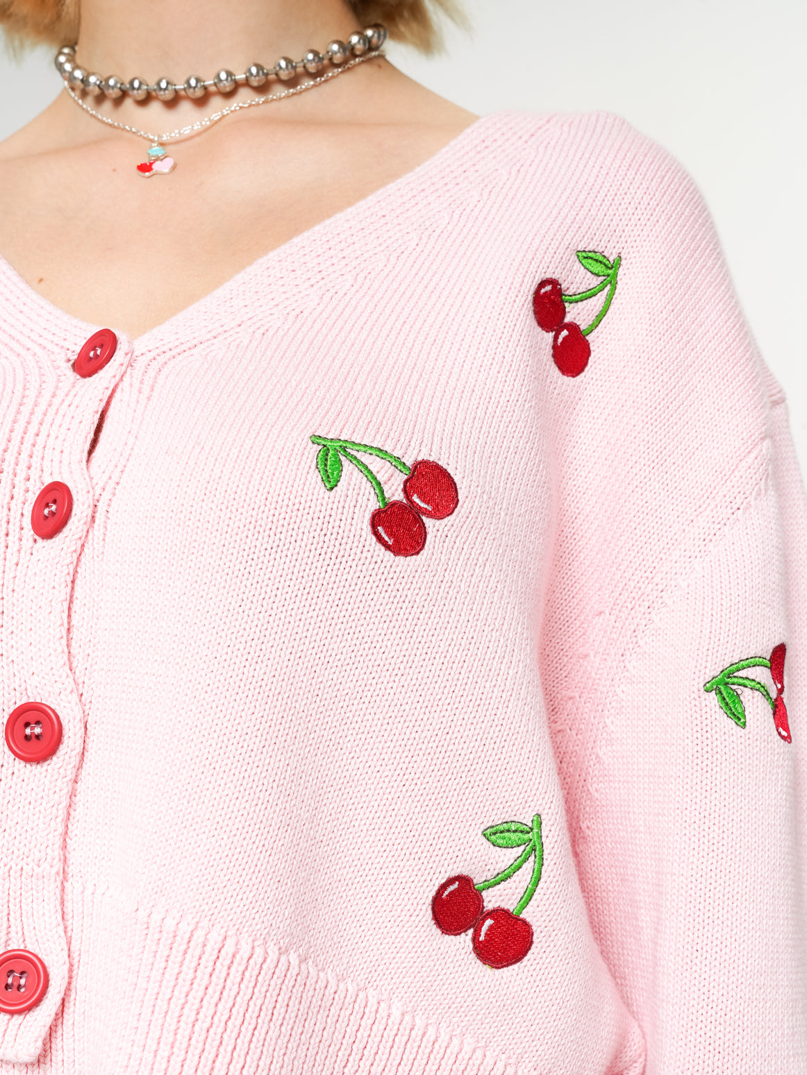 Cherry Girl Pink Crop Cardigan - Minga London