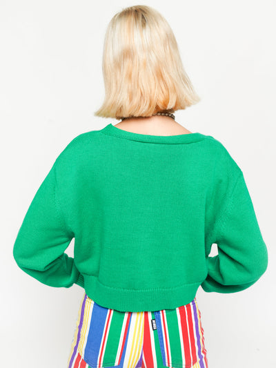 Cherry Girl Green Crop Cardigan - Minga London