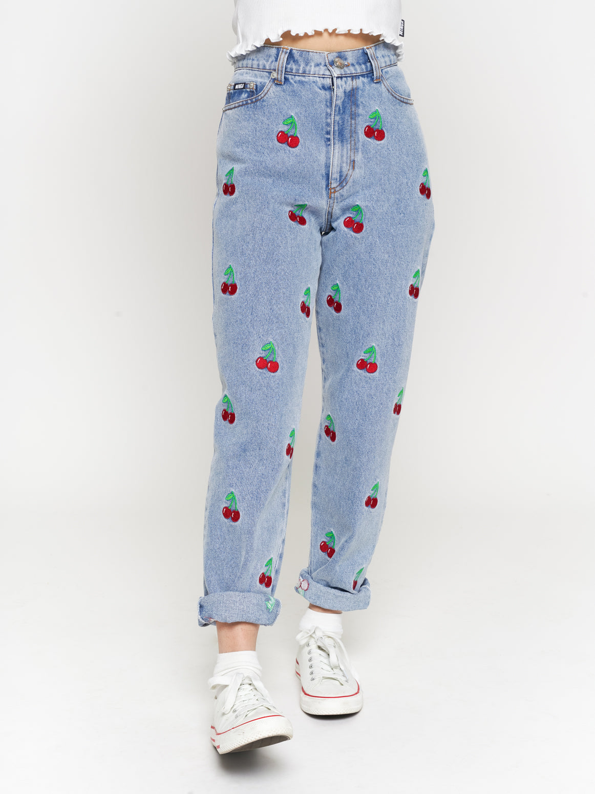 Cherry Denim Mom Jeans - Minga London