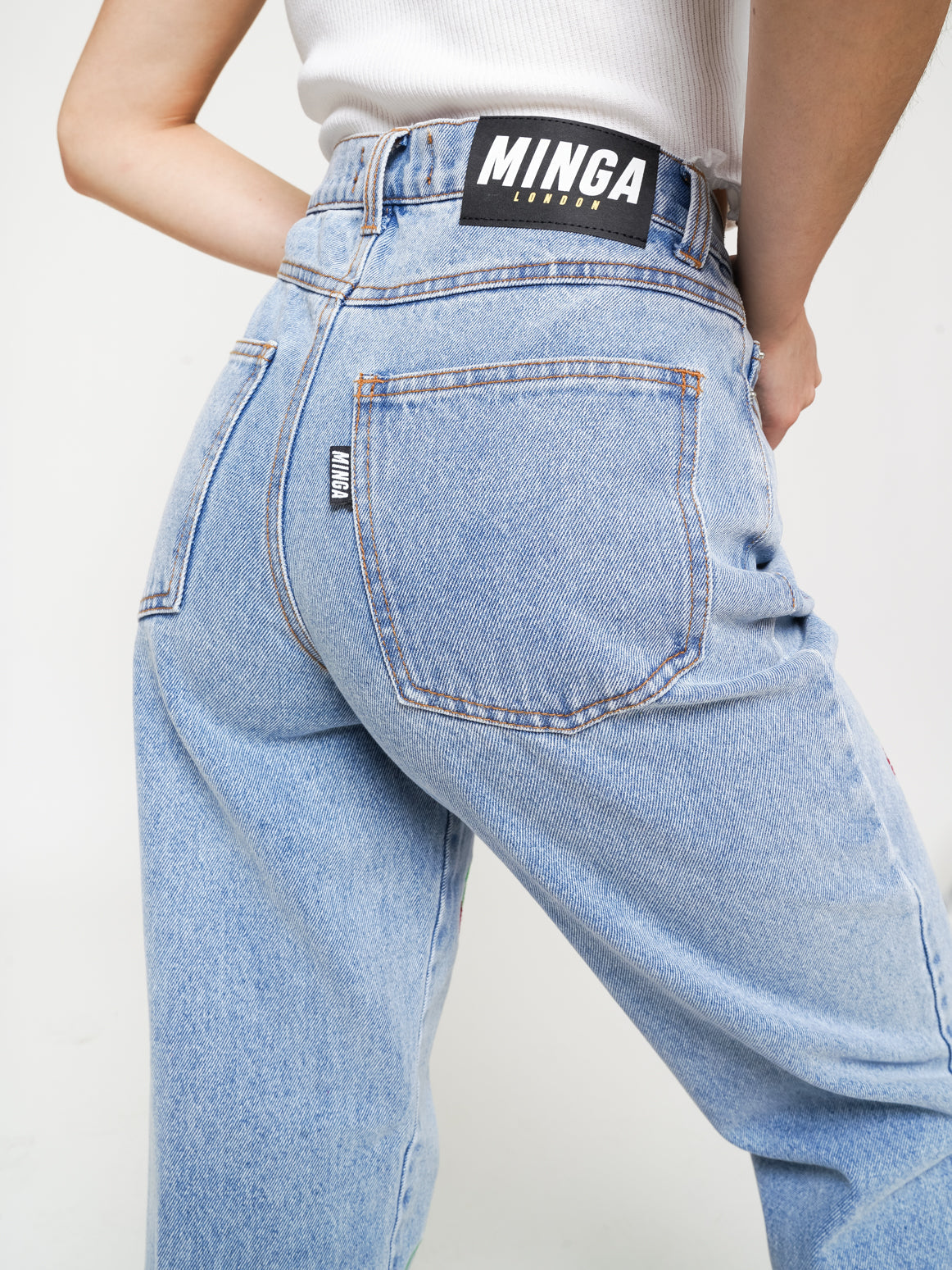 Cherry Denim Mom Jeans - Minga London