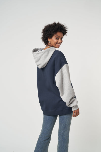 Minga Logo Zip Up Hoodie Jacket in Blue Grey - Minga London