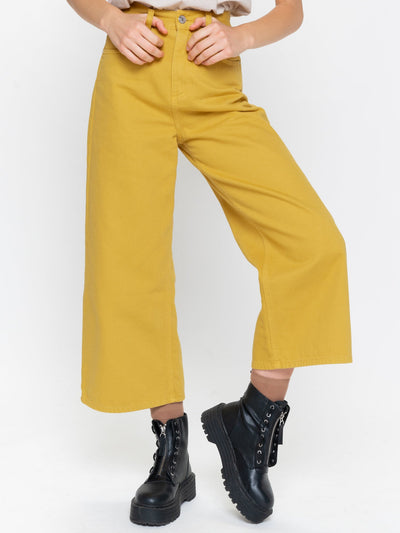 Mustard Yellow Kick Flare Jeans - Minga London